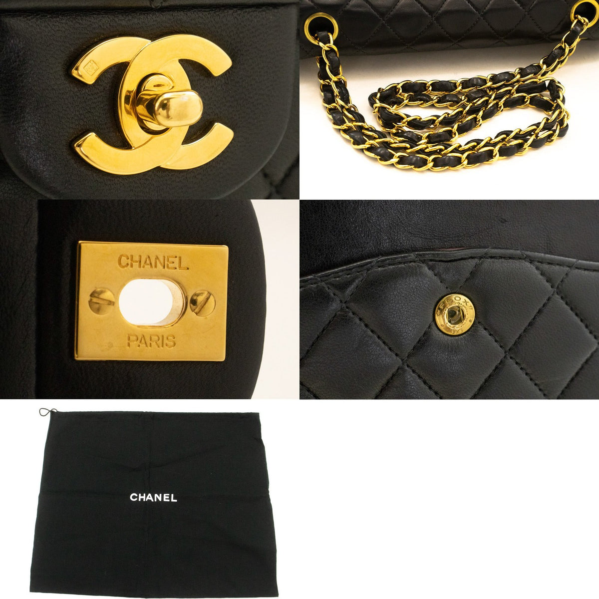 Chanel Classic Bowler Quilted Caviar Black Leather Handbag (Pre-Owned)