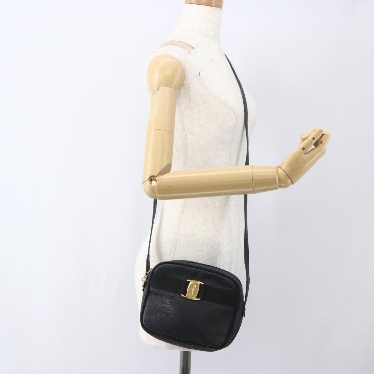 Salvatore Ferragamo Vala Leather Black Leather Shoulder Bag Bag (Pre-Owned)