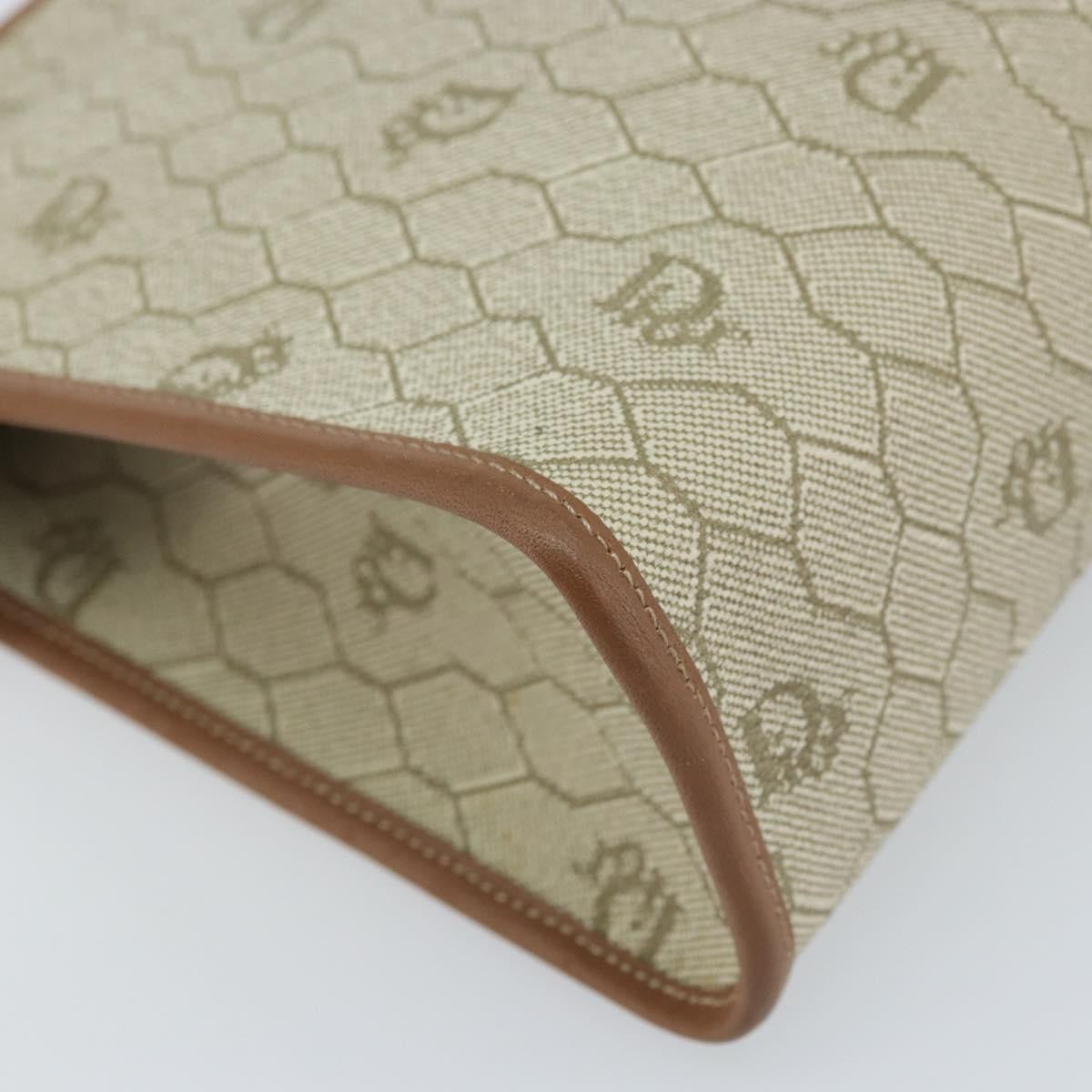 Christian Dior Vintage Honeycomb Zip Canvas And Leather Beige Canvas Clutche & Pouche Bag (Pre-Owned)