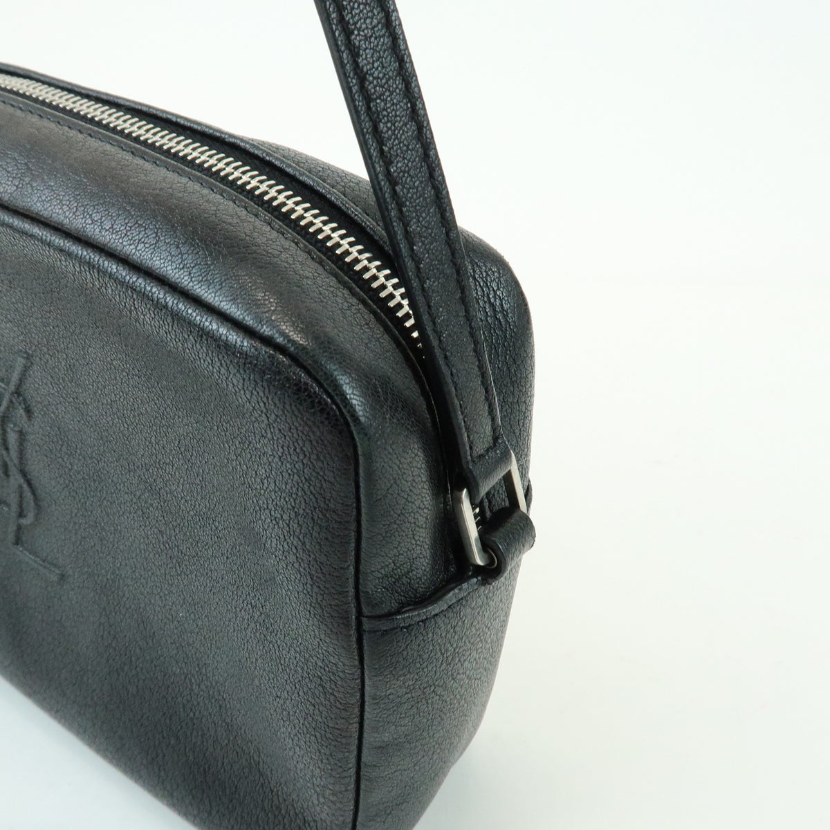 Saint Laurent Lou Camera Leather Black Leather Handbag (Pre-Owned)