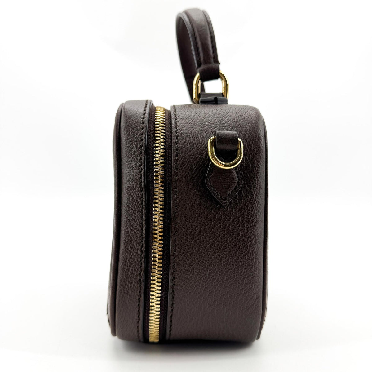 Gucci Ophidia Zip Around Top Handle Gg Coated Canvas With Leather Brown Canvas Handbag (Pre-Owned)
