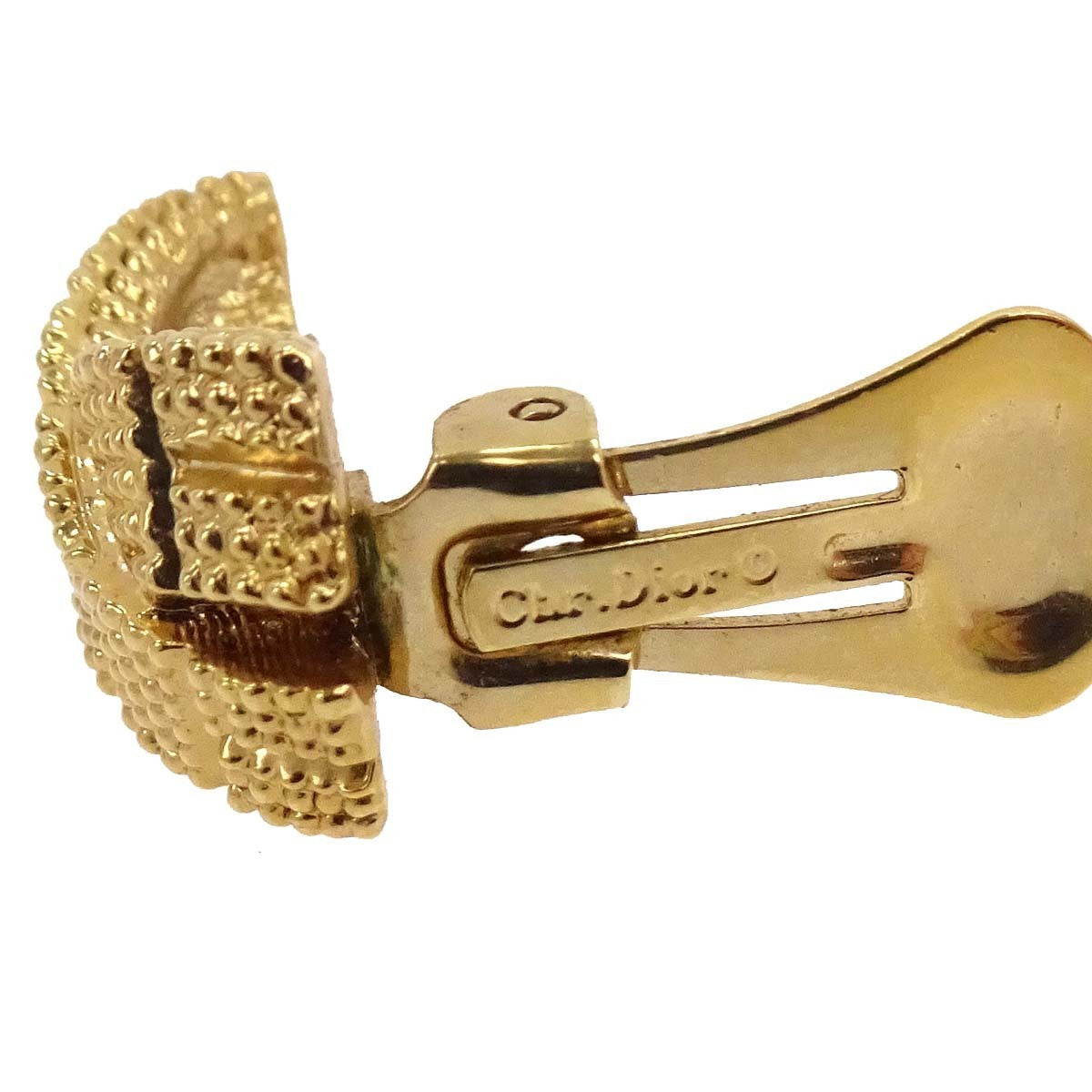 Christian Dior Vintage Clip-On Metal Gold Gold_Plated Earrings Jewelry (Pre-Owned)