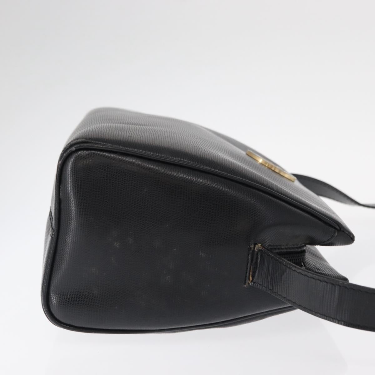 Celine Vintage Circle Logo Leather Black Leather Shoulder Bag Bag (Pre-Owned)