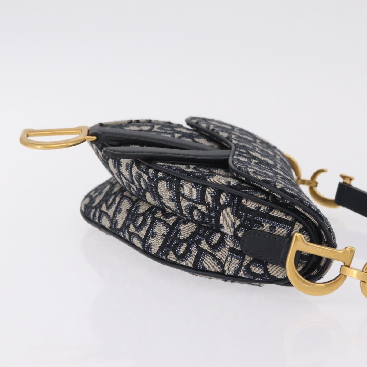 Christian Dior Saddle Oblique Canvas Navy Canvas Handbag (Pre-Owned)