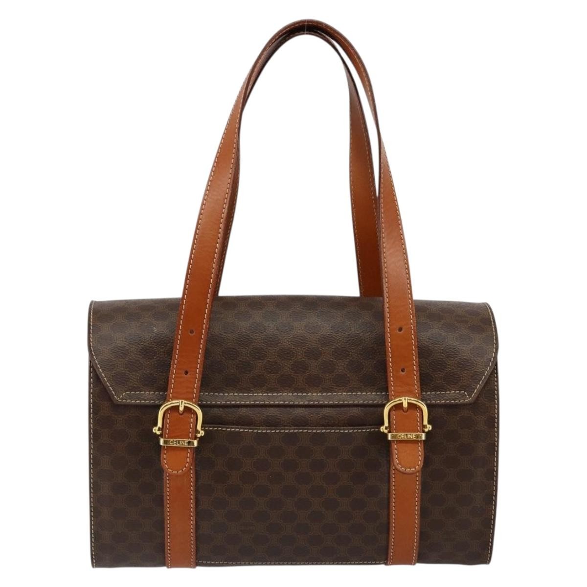 Celine Vintage Macadam Macadam Brown Canvas Handbag (Pre-Owned)