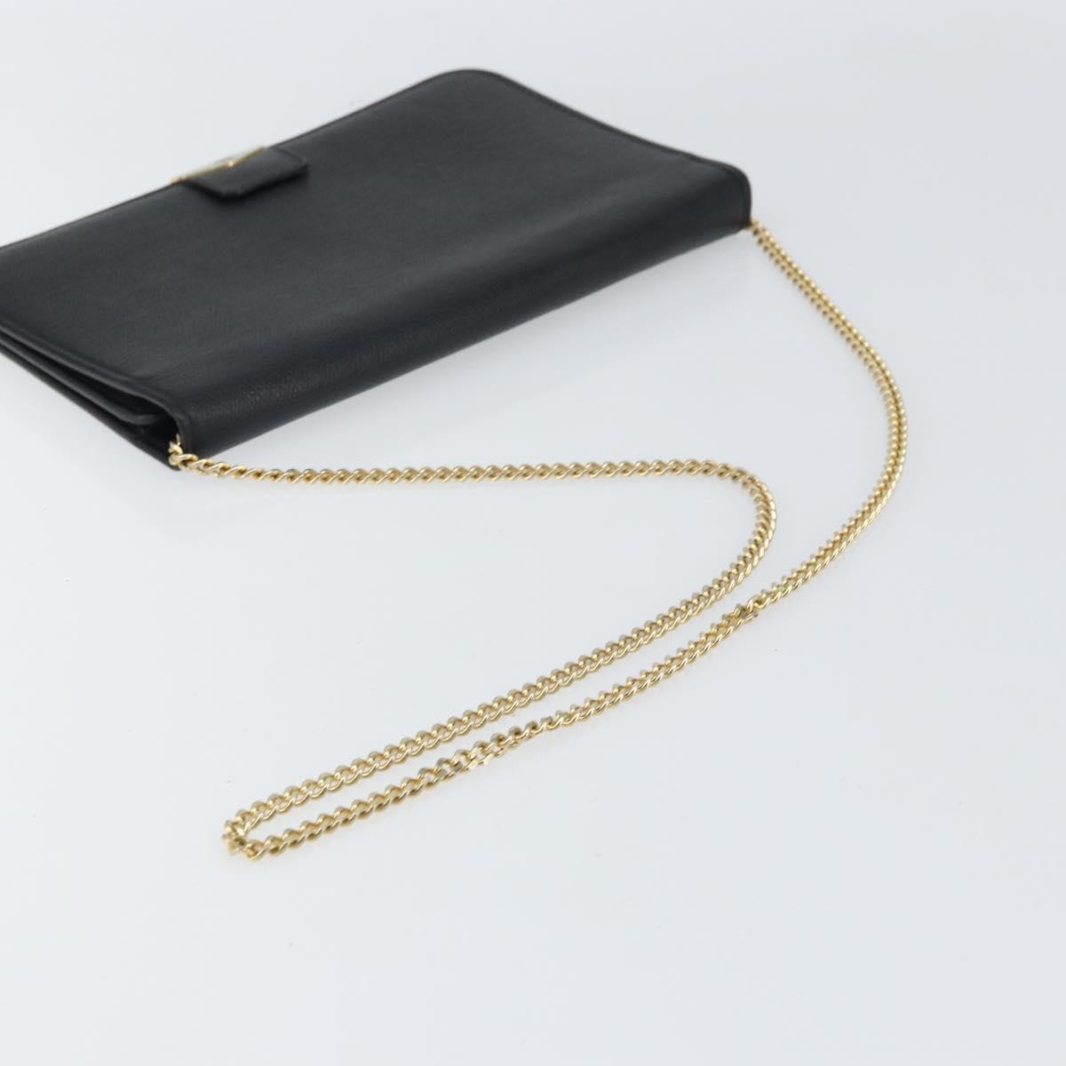 Christian Dior Vintage Chain Flap Leather Black Leather Shoulder Bag Bag (Pre-Owned)