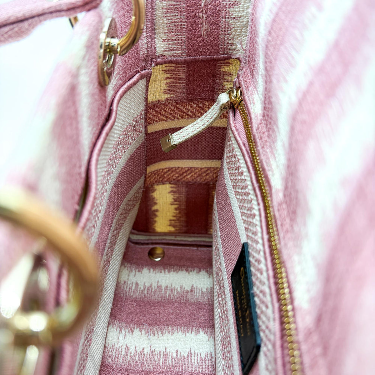 Christian Dior Lady D-Lite Embroidered Canvas Pink Canvas Handbag (Pre-Owned)