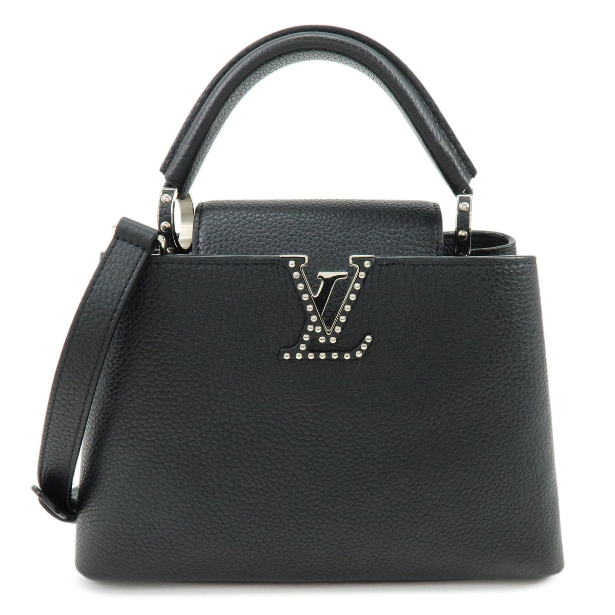 Louis Vuitton Capucines Fleur De Lys Taurillon Leather Black Leather Handbag (Pre-Owned)