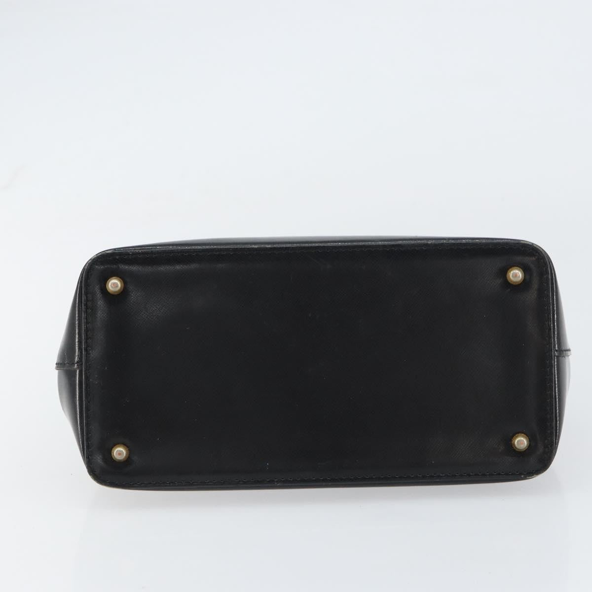 Versace Vintage Leather Black Leather Handbag (Pre-Owned)