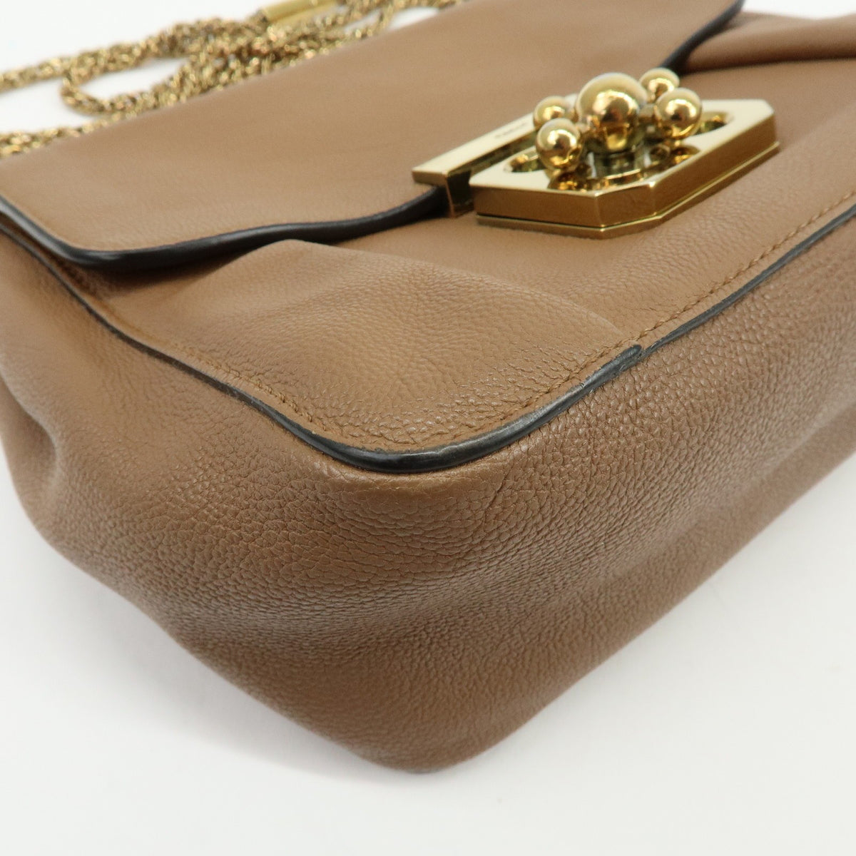 Chloe Elsie Chain Leather Brown Leather Shoulder Bag Bag (Pre-Owned)