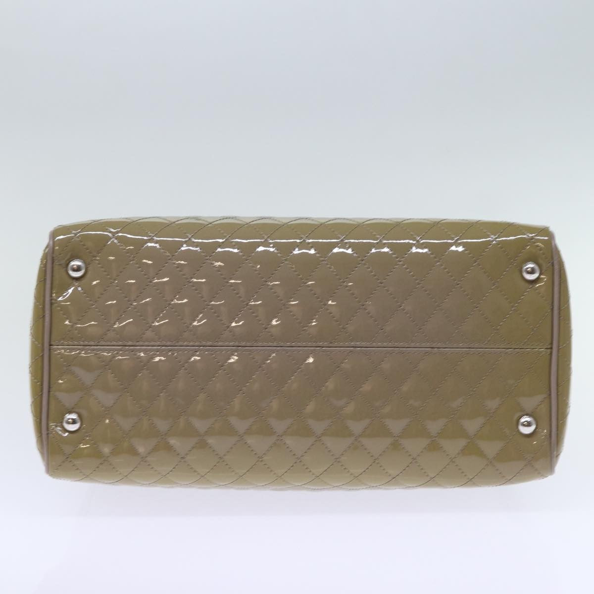 Salvatore Ferragamo Vala Patent Leather Beige Patent_Leather Handbag (Pre-Owned)