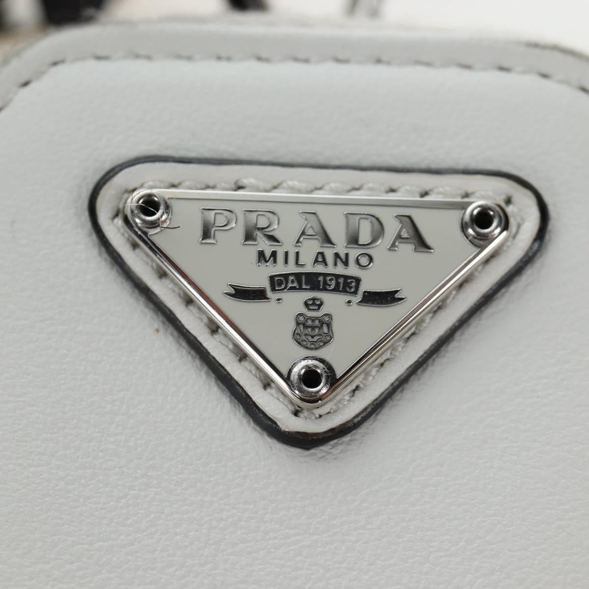 Prada Triangle Logo Wristlet Embossed Leather White Leather Clutche & Pouche Bag (Pre-Owned)