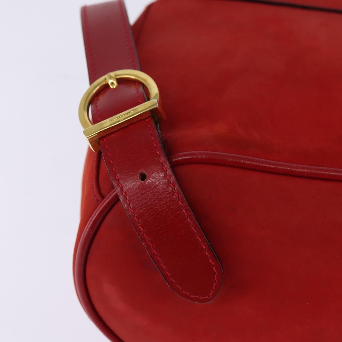 Salvatore Ferragamo Gancini Flap Drawstring Leather Red Leather Backpack Bag (Pre-Owned)