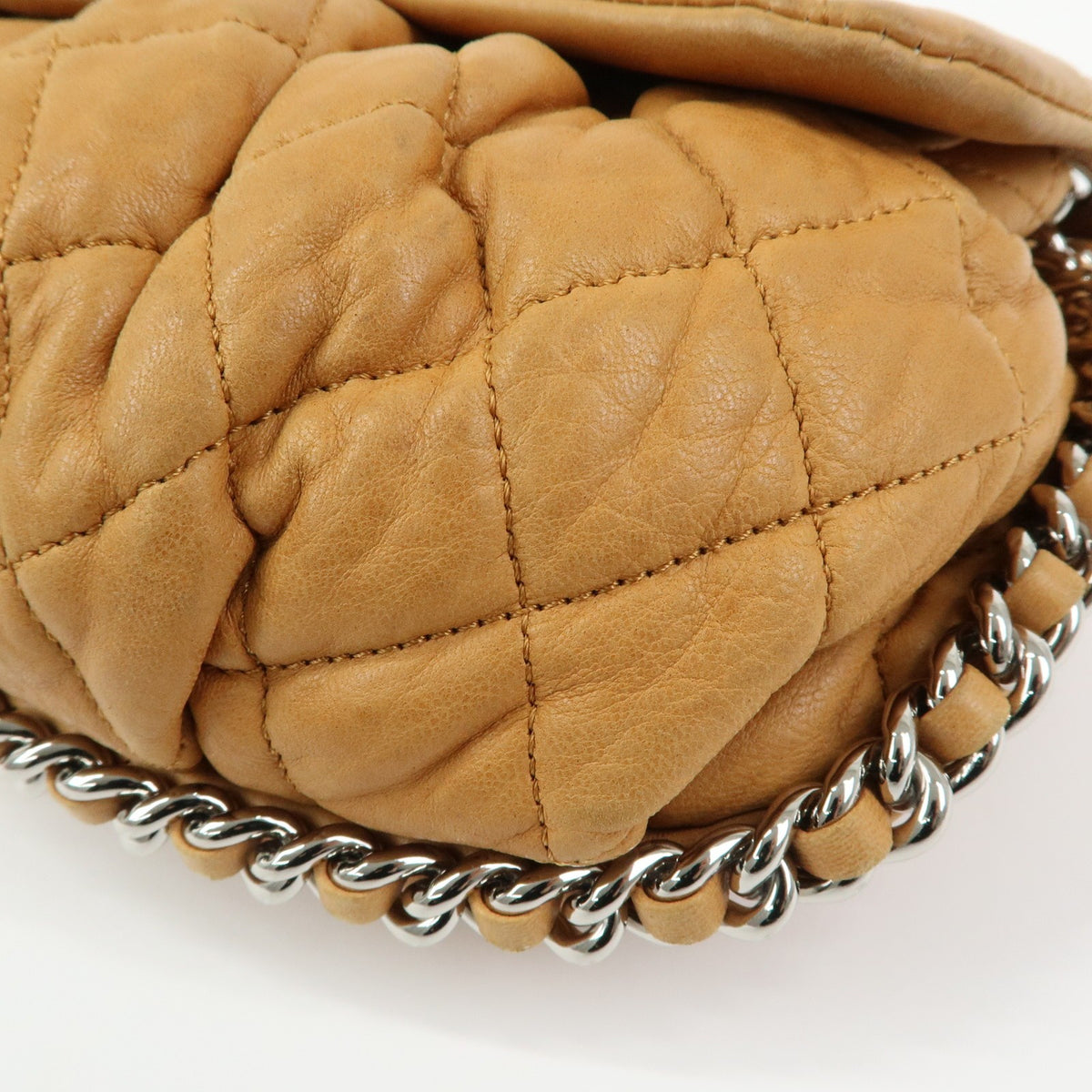 Chanel Chain Around Flap Quilted Leather Brown Leather Handbag (Pre-Owned)