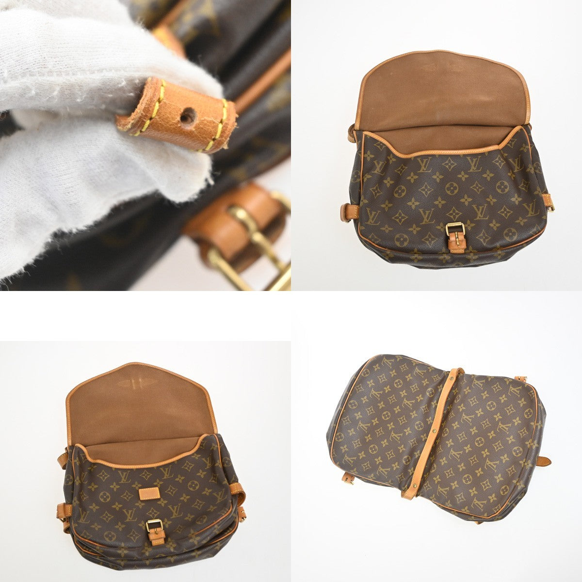 Louis Vuitton Saumur Monogram Brown Leather Shoulder Bag Bag (Pre-Owned)
