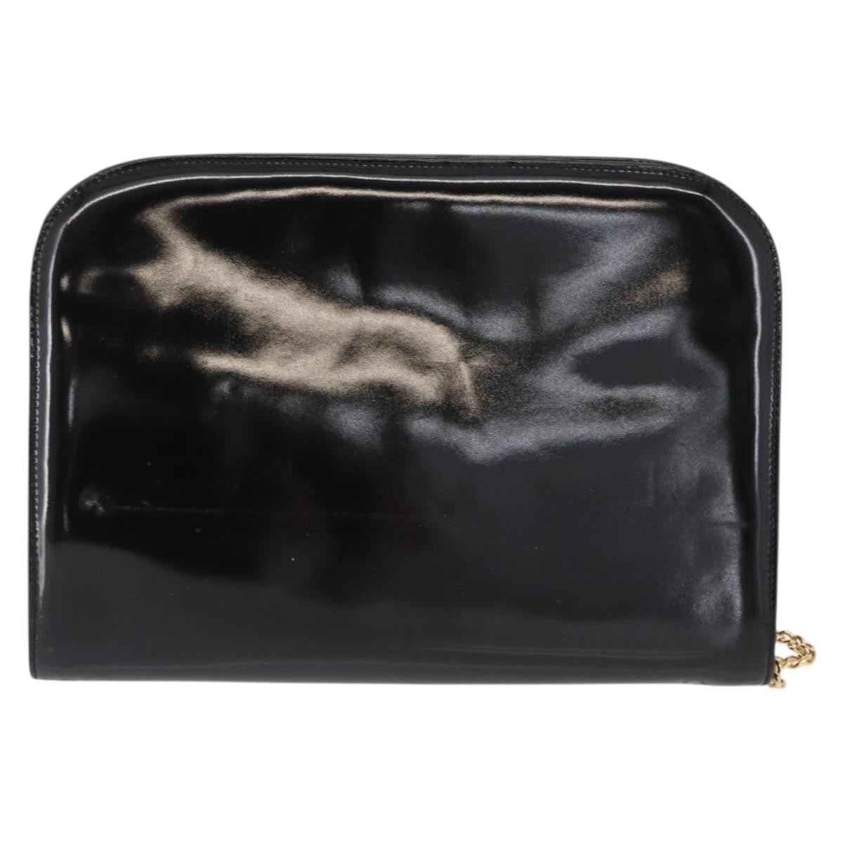 Salvatore Ferragamo Vintage Gancini Chain Patent Leather Black Patent_Leather Shoulder Bag Bag (Pre-Owned)
