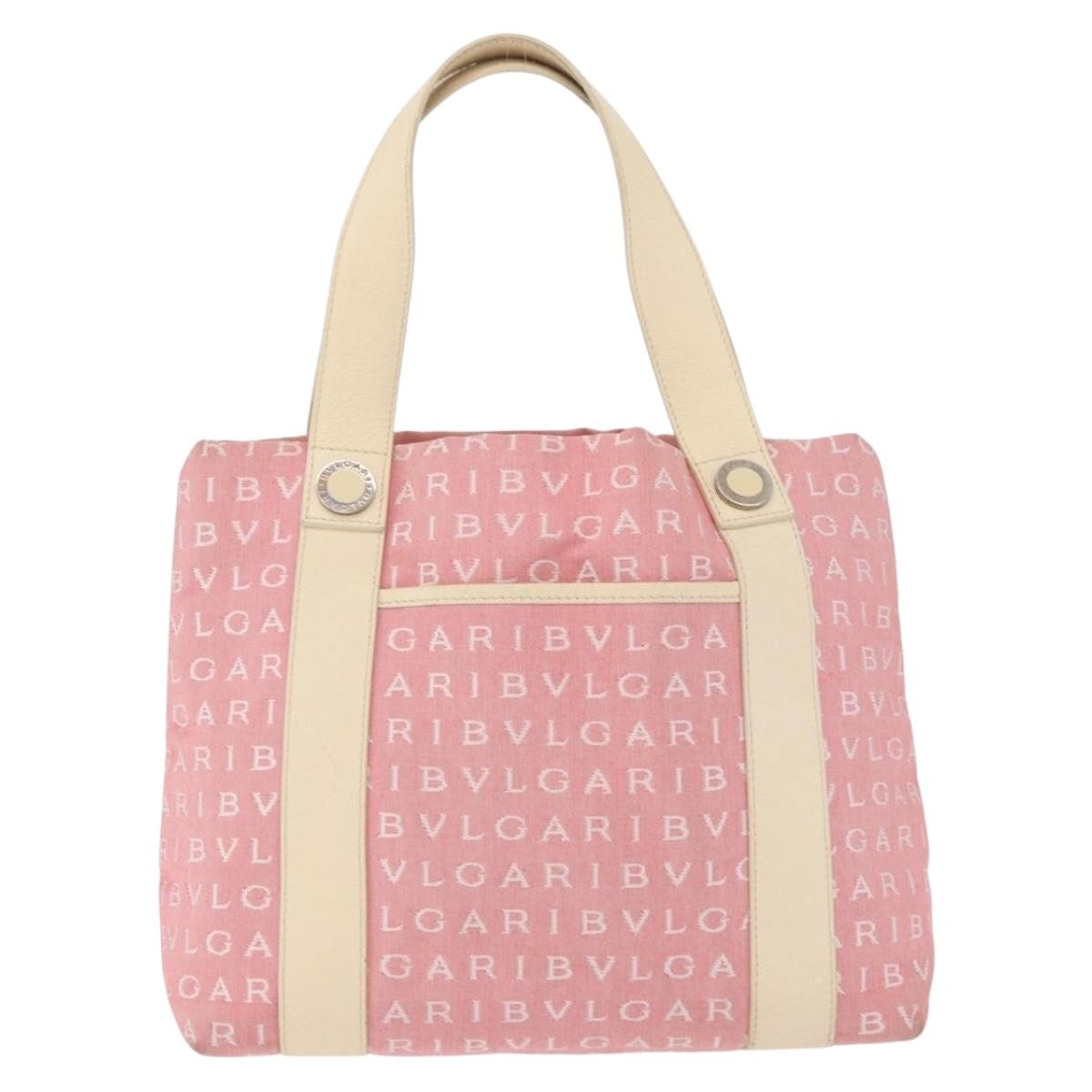 Bvlgari Logomania Canvas Pink Canvas Shoulder Bag Bag (Pre-Owned)