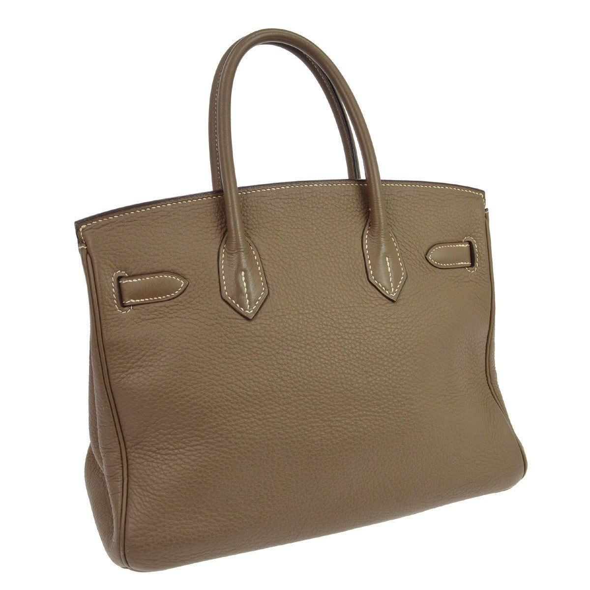 Hermes Birkin Grey Clemence With Palladium Hardware Gray Calfskin Handbag (Pre-Owned)