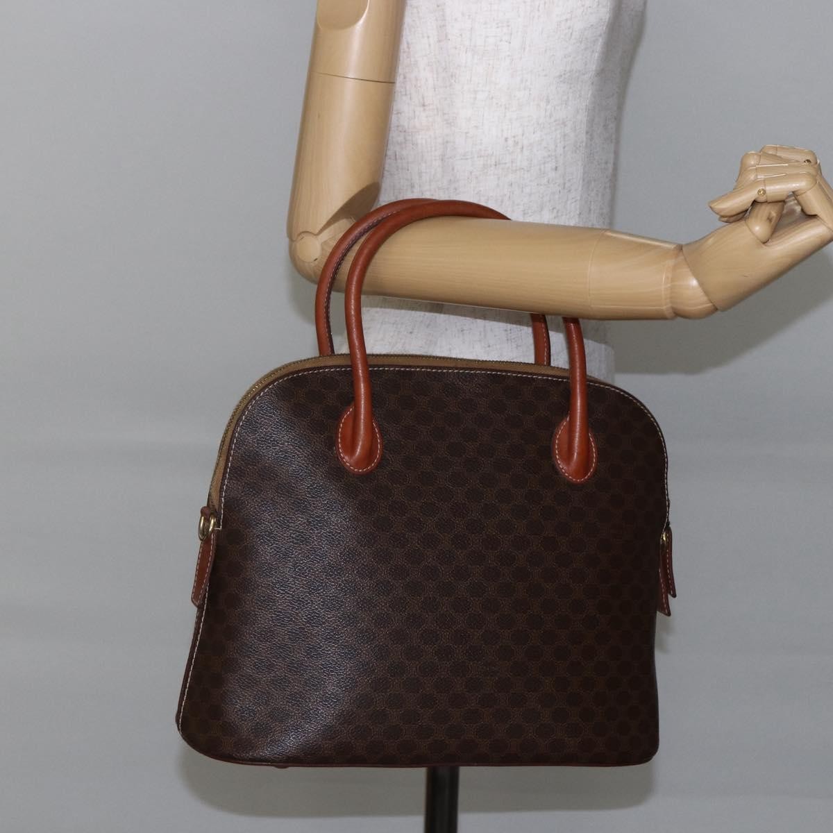 Celine Vintage Macadam Canvas Brown Canvas Handbag (Pre-Owned)