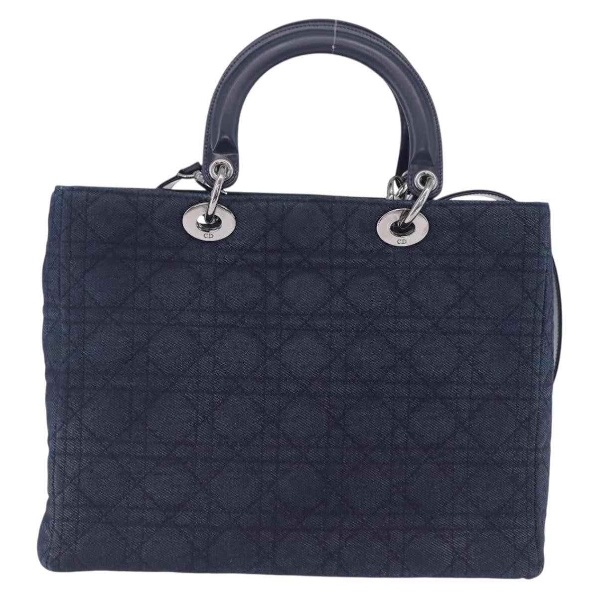 Christian Dior Lady Dior Denim Blue Denim_Jeans Handbag (Pre-Owned)