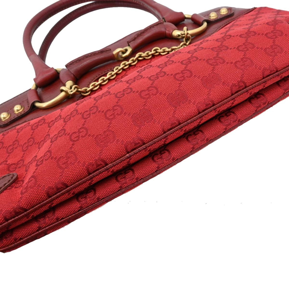 Gucci Horsebit Bracket Gg Canvas Red Canvas Tote Bag Bag (Pre-Owned)