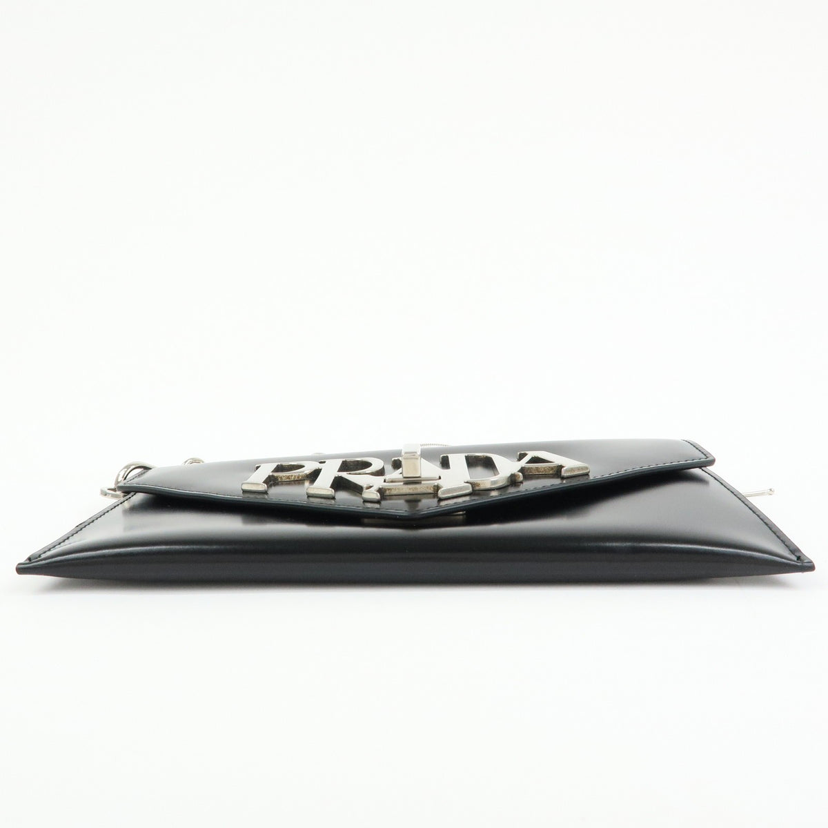 Prada Envelope Logo Clutch Spazzolato Leather Black Leather Clutche & Pouche Bag (Pre-Owned)