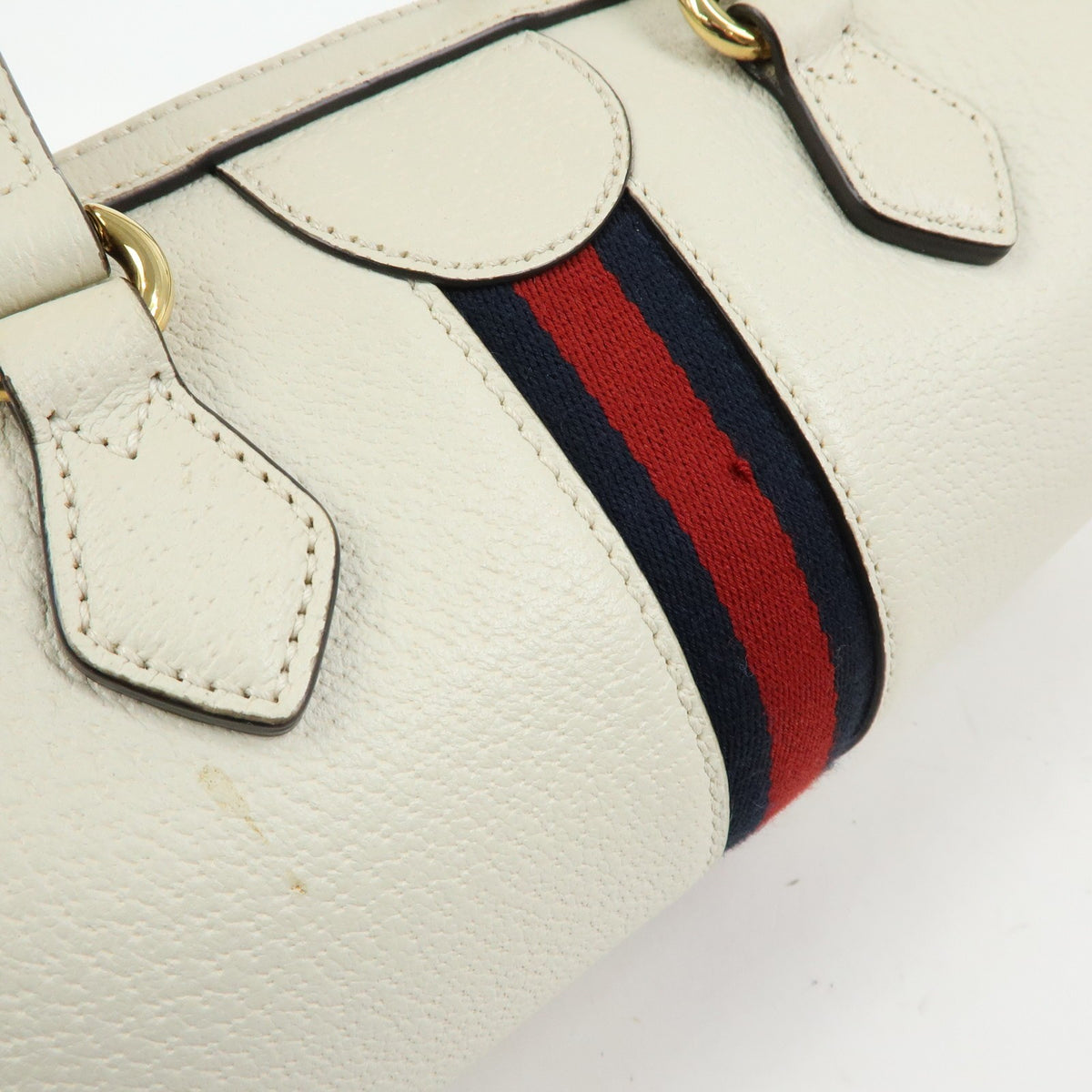 Gucci Ophidia Boston Leather White Leather Handbag (Pre-Owned)