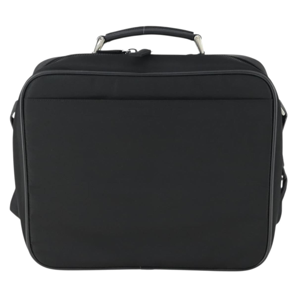 Prada Convertible Front Pocket Tessuto With Saffiano Leather Black Nylon Briefcase Bag (Pre-Owned)