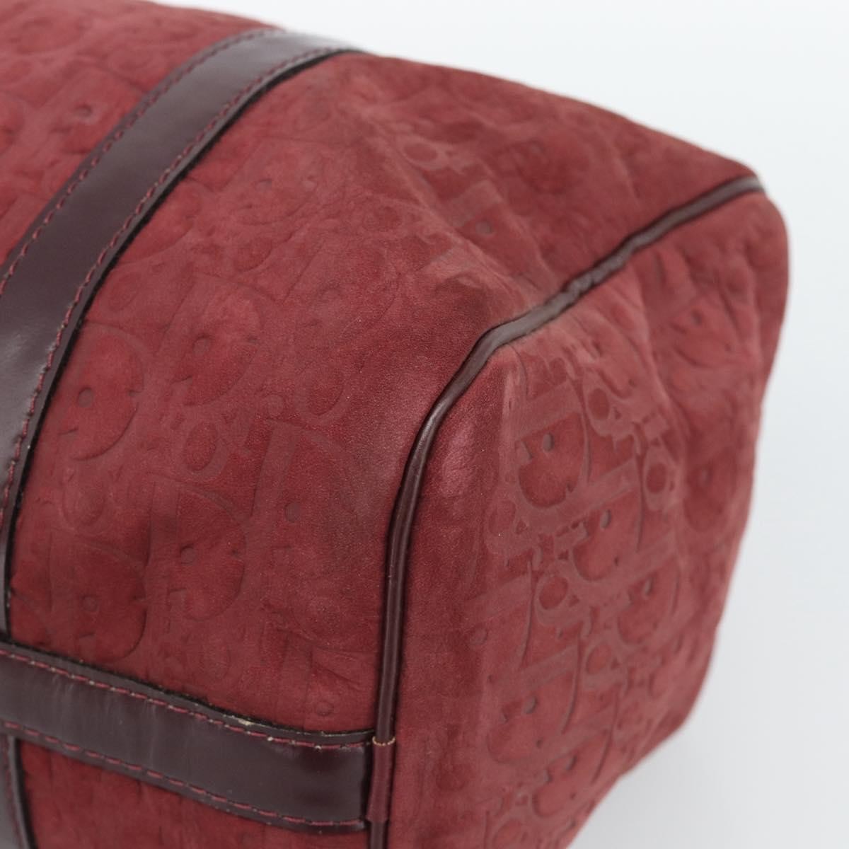 Christian Dior Boston Embossed Patent Burgundy Suede Handbag (Pre-Owned)