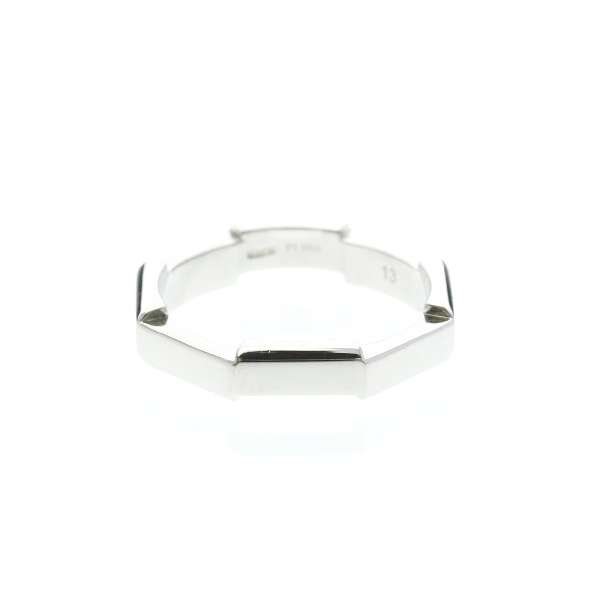 Gucci Link To Love Mirrored Platinum Silver Platinum Ring Jewelry (Pre-Owned)