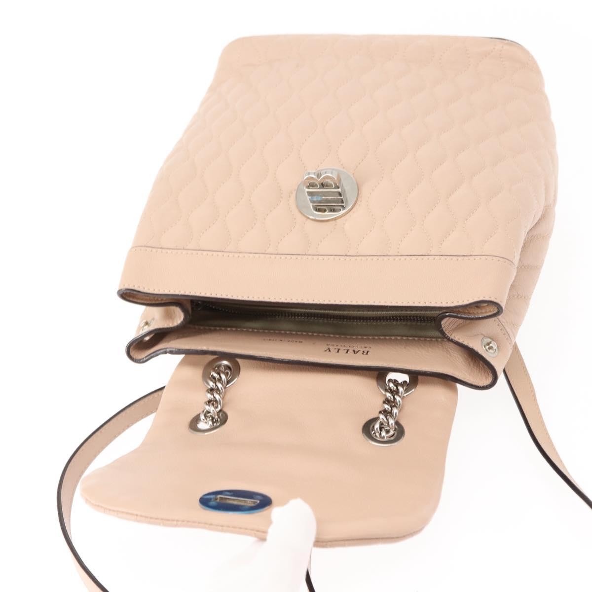 Bally Vintage Quilted Leather Pink Leather Backpack Bag (Pre-Owned)