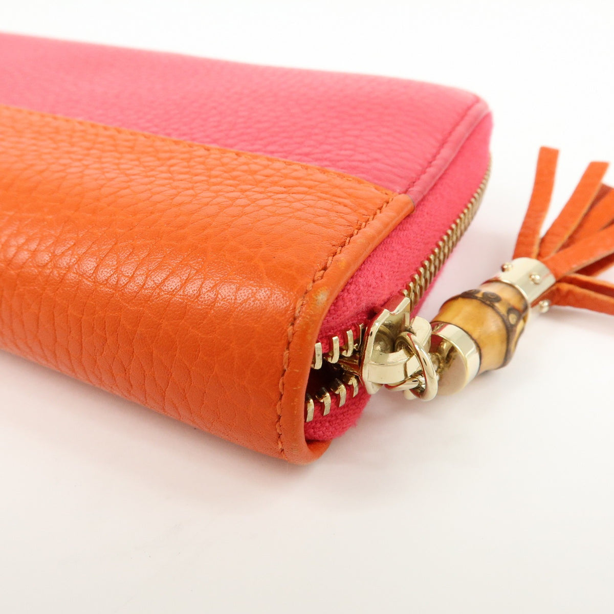 Gucci Bamboo Tassel Zip Leather Pink Leather Wallets Accessory (Pre-Owned)