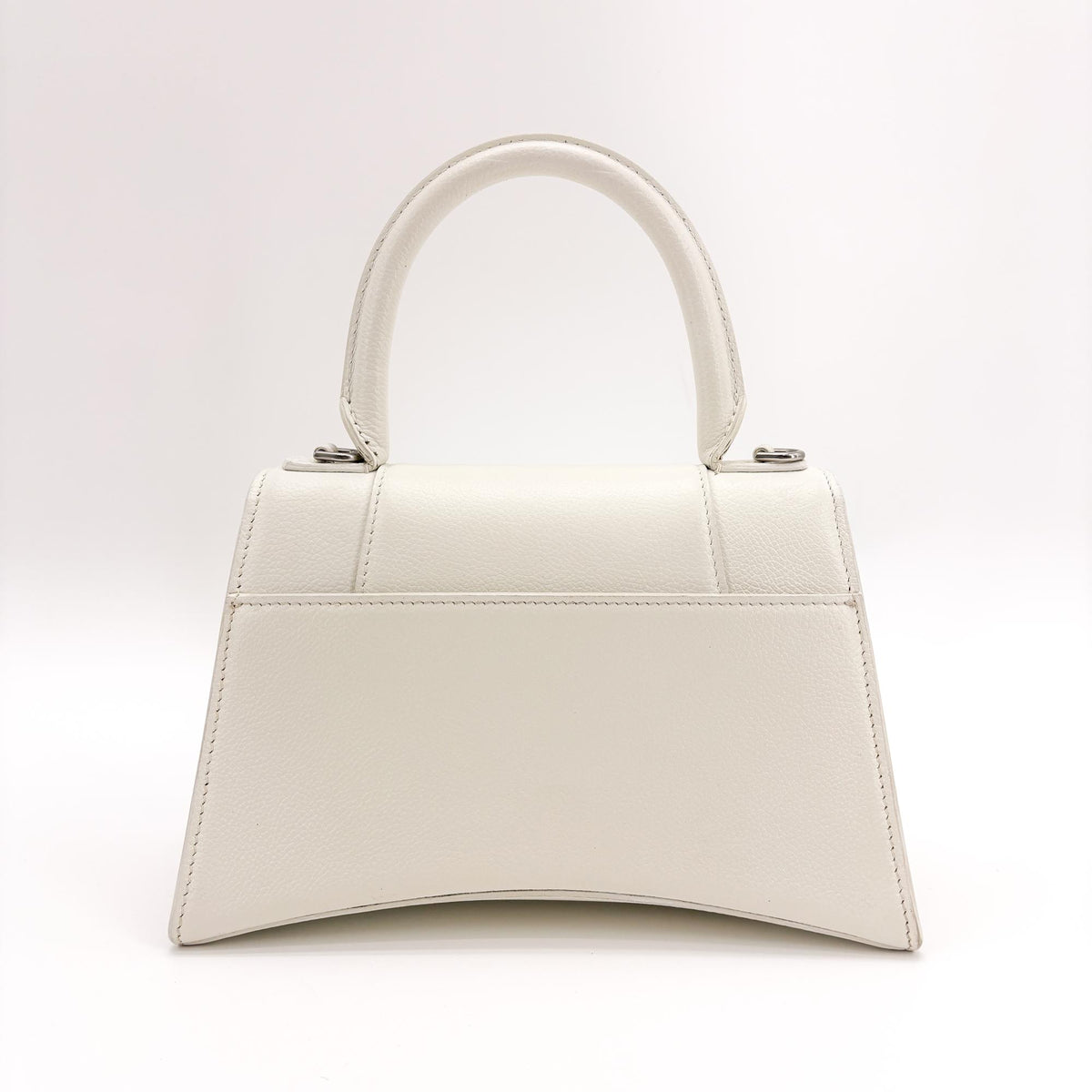 Balenciaga Hourglass Top Handle Leather White Leather Handbag (Pre-Owned)