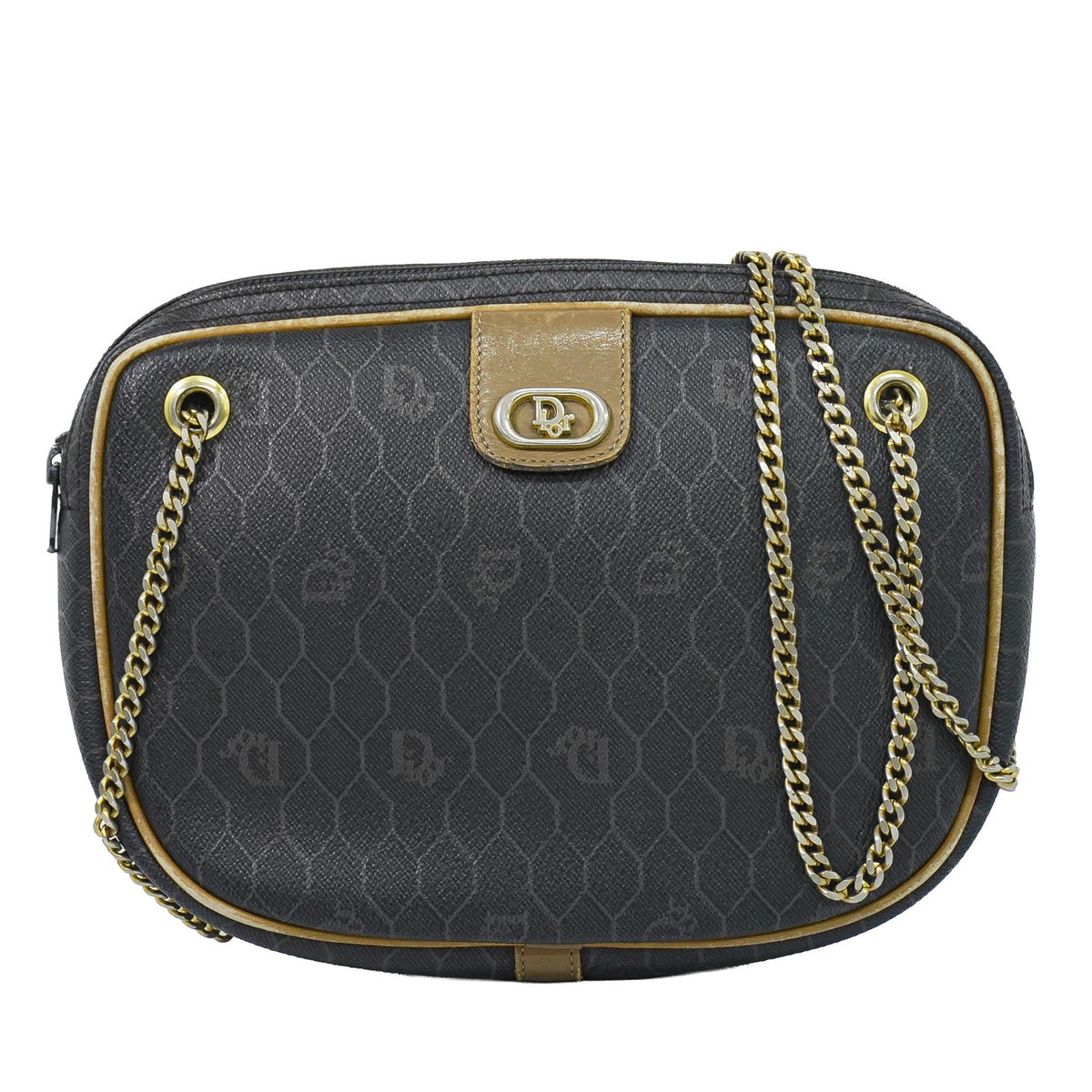 Christian Dior Vintage Honeycomb Canvas Black Canvas Shoulder Bag Bag (Pre-Owned)