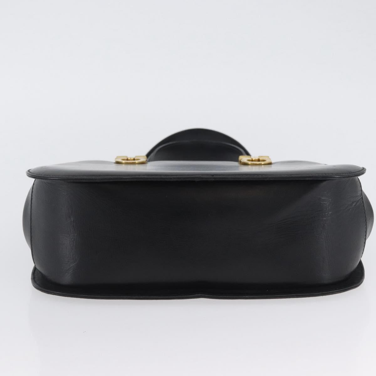 Salvatore Ferragamo Gancini Leather Black Leather Handbag (Pre-Owned)