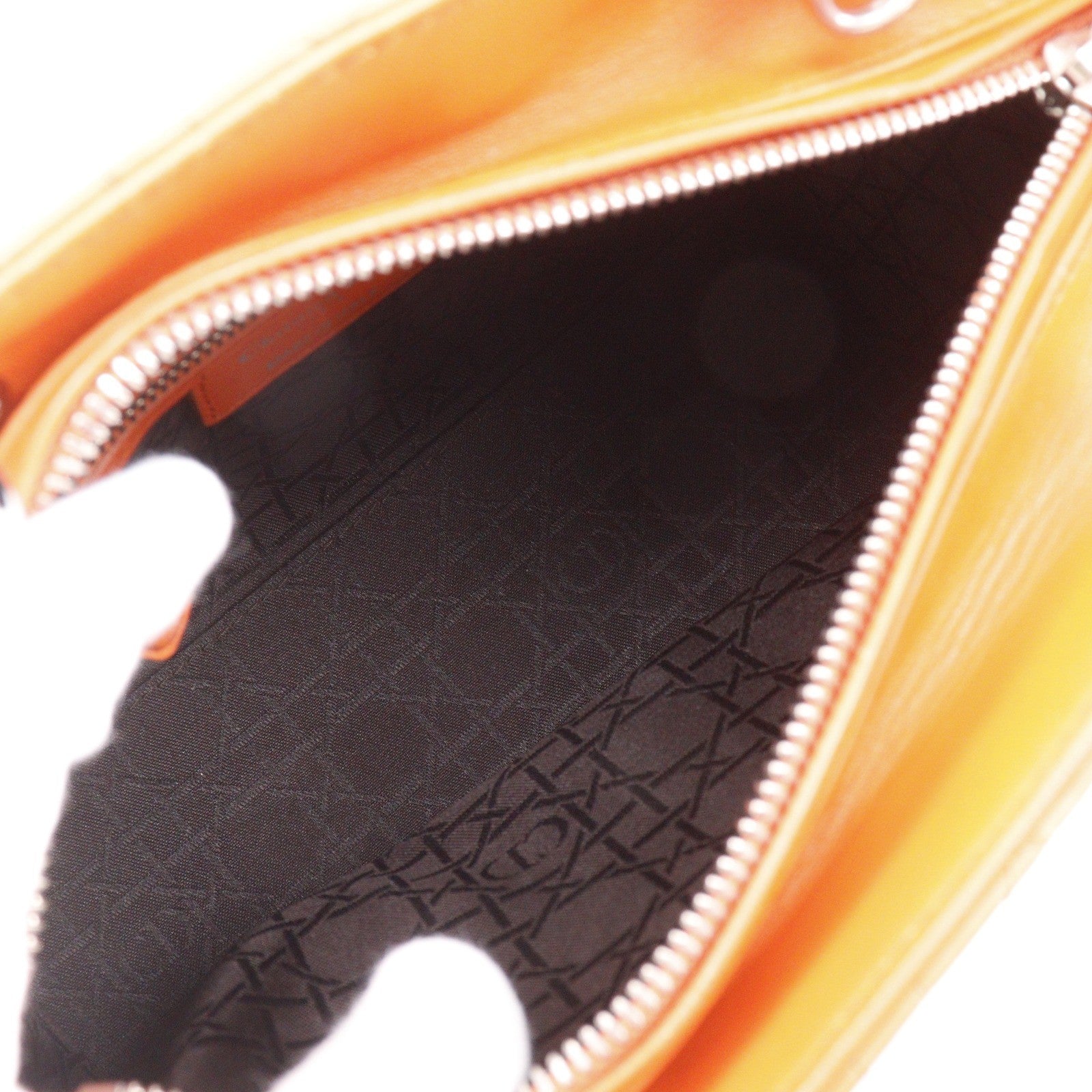 Christian Dior Lady Dior Cannage Orange Leather Handbag (Pre-Owned)