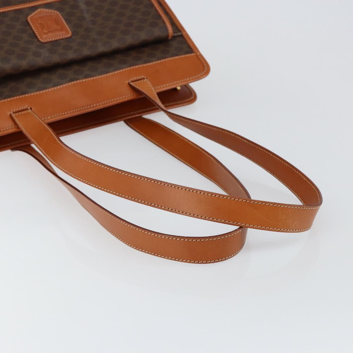 Celine Vintage Macadam Canvas And Leather Brown Canvas Tote Bag Bag (Pre-Owned)