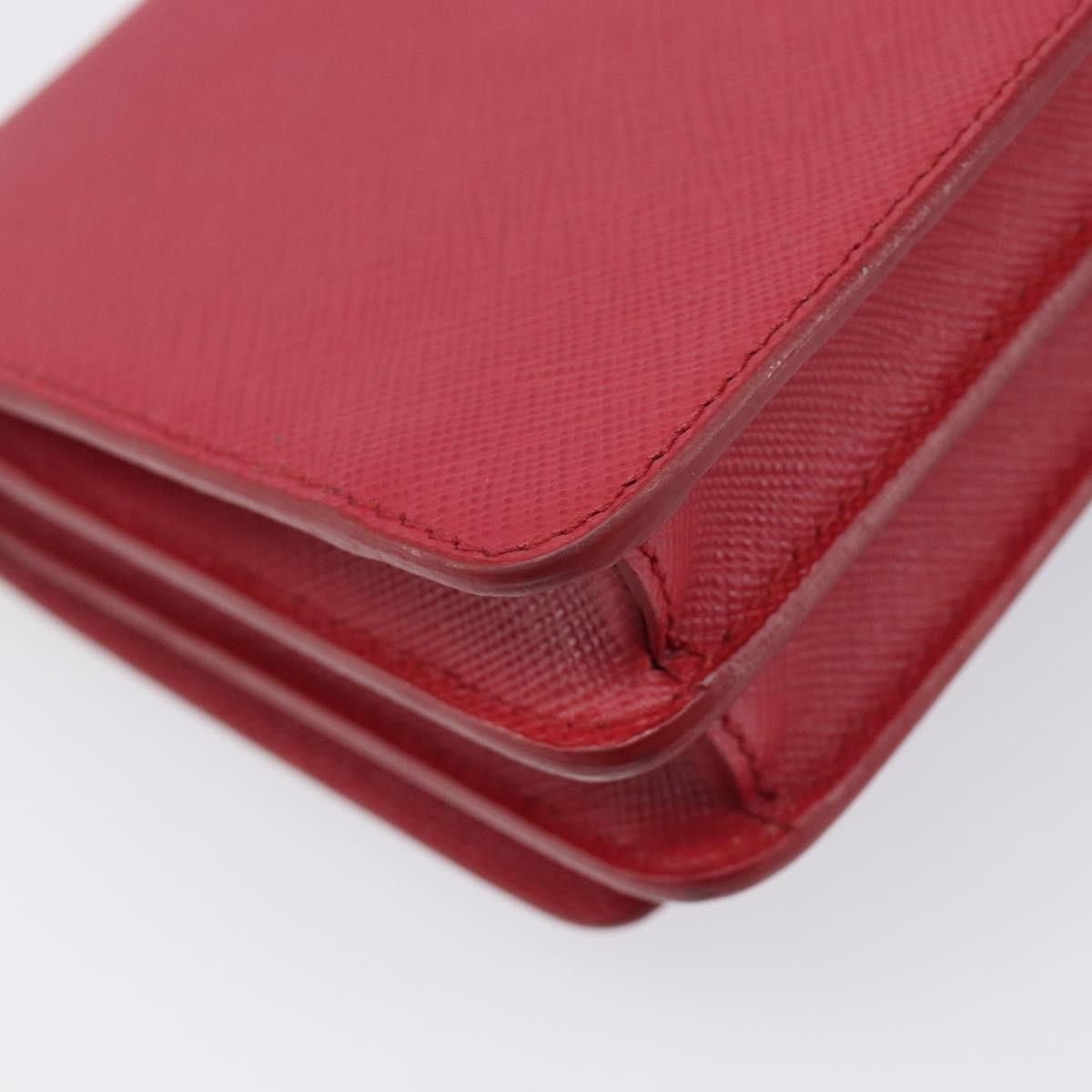 Prada Bow Wallet On Strap Saffiano Leather Red Leather Crossbody Bag Bag (Pre-Owned)