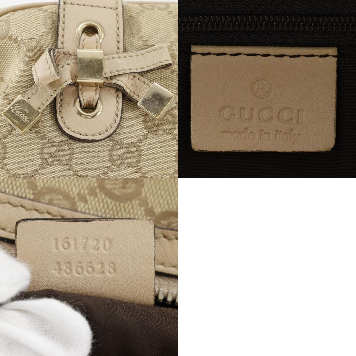 Gucci Princy Boston Gg Canvas And Leather Beige Canvas Handbag (Pre-Owned)