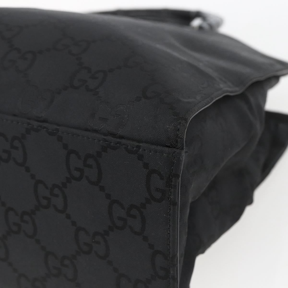 Gucci Vintage Bamboo Handle Tote Gg Nylon Black Nylon Tote Bag Bag (Pre-Owned)