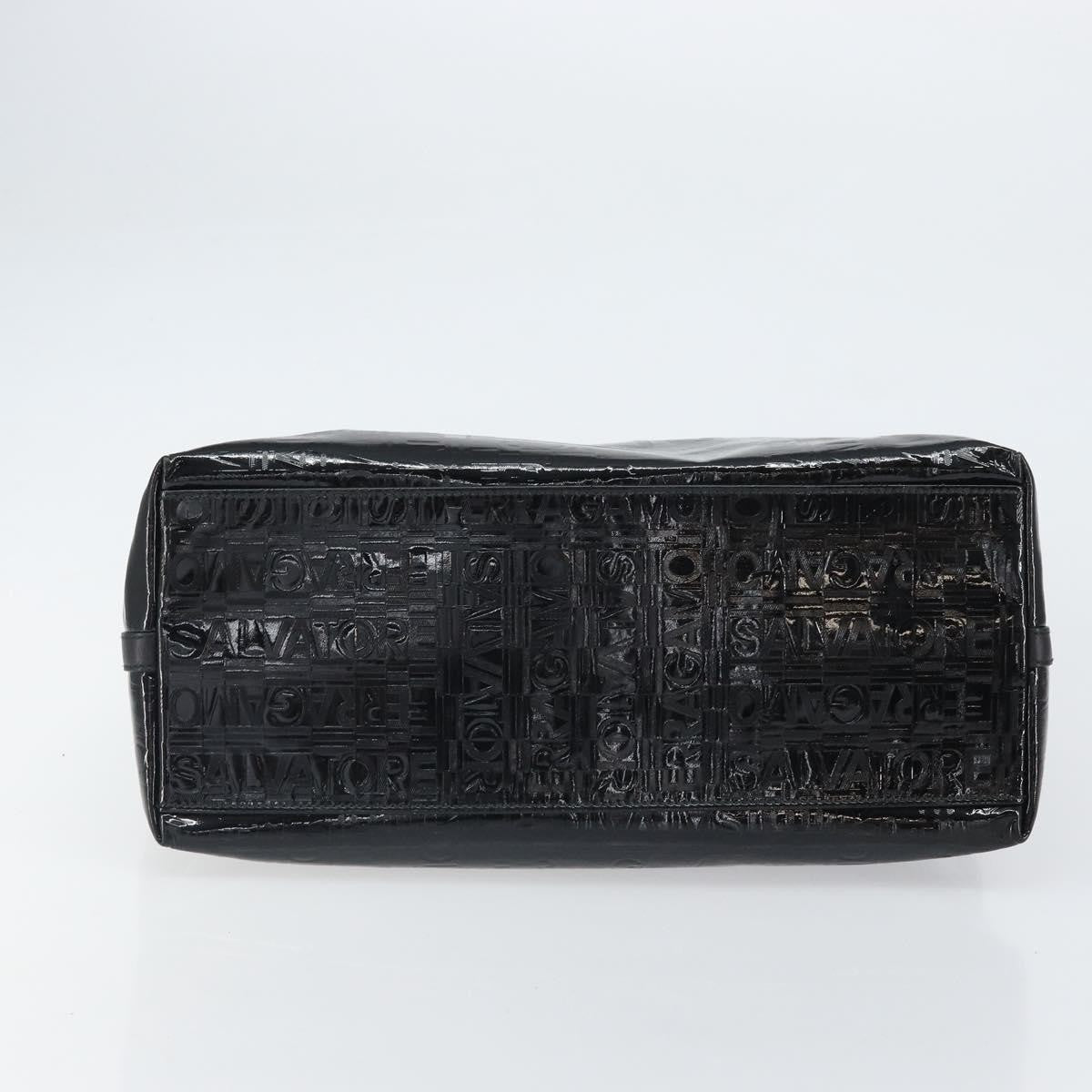 Salvatore Ferragamo Gancini Tote Patent Leather Black Patent_Leather Tote Bag Bag (Pre-Owned)