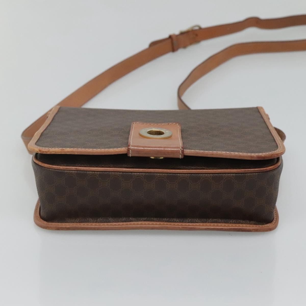 Celine Vintage Macadam Canvas And Leather Brown Canvas Shoulder Bag Bag (Pre-Owned)