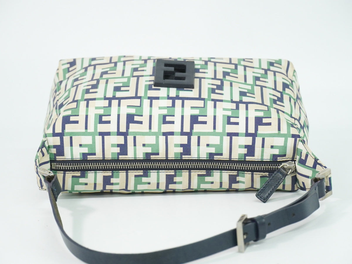 Fendi Mamma Baguette Zucca Jacquard Velvet Multicolour Canvas Shoulder Bag Bag (Pre-Owned)