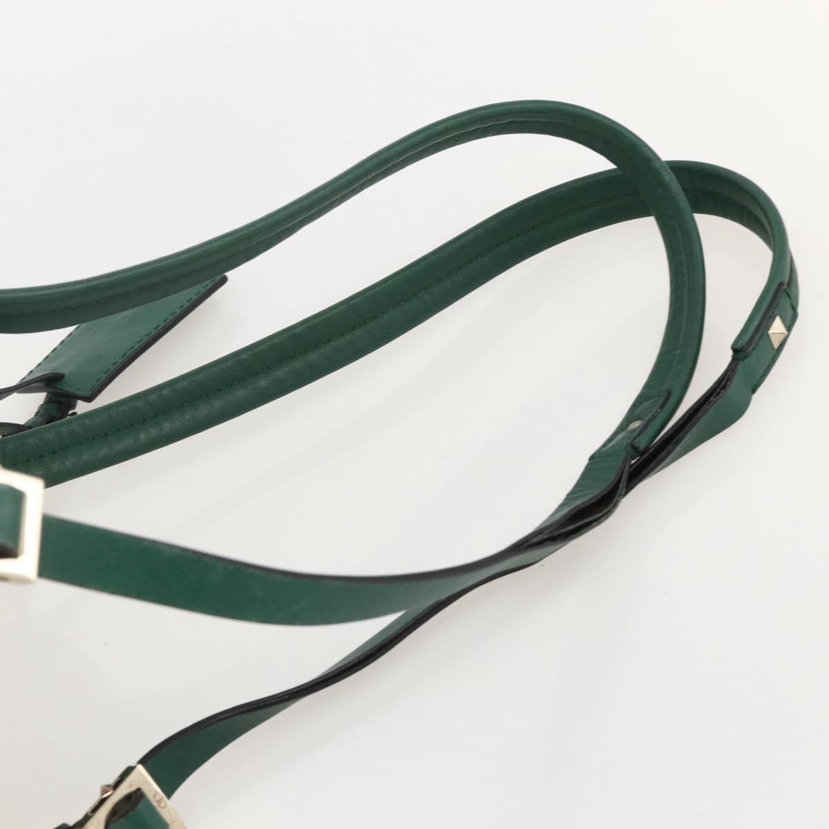 Valentino Garavani Rockstud Leather Green Leather Backpack Bag (Pre-Owned)