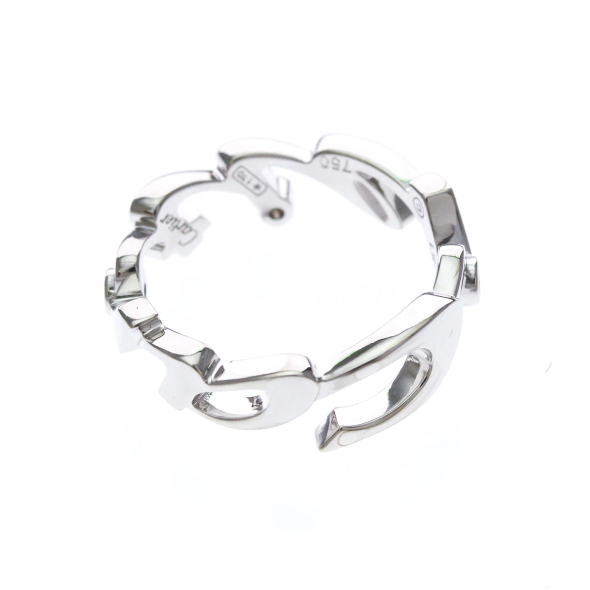 Cartier Signature 18K White Gold Silver White_Gold Ring Jewelry (Pre-Owned)