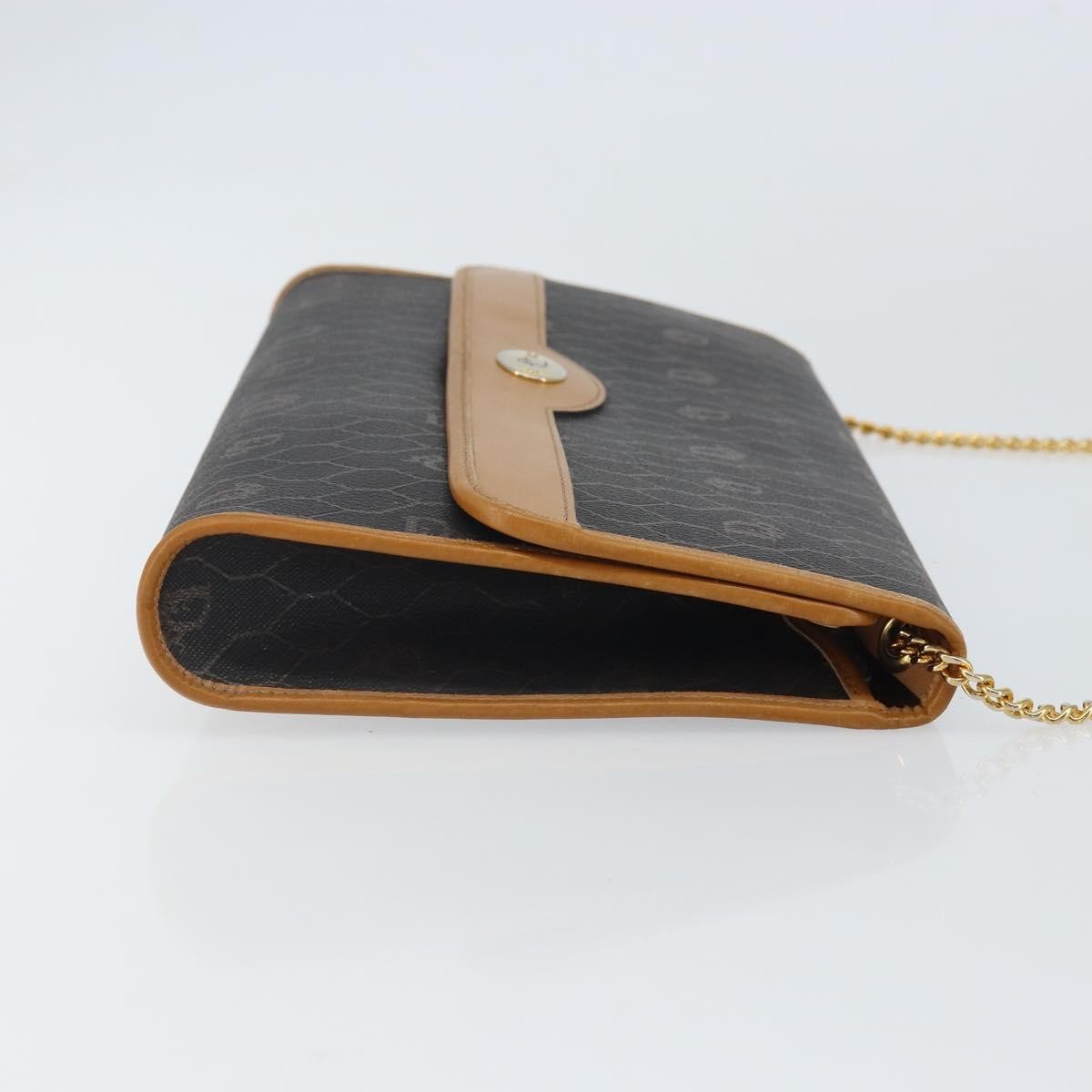 Christian Dior Vintage Honeycomb Chain Canvas Black Canvas Shoulder Bag Bag (Pre-Owned)
