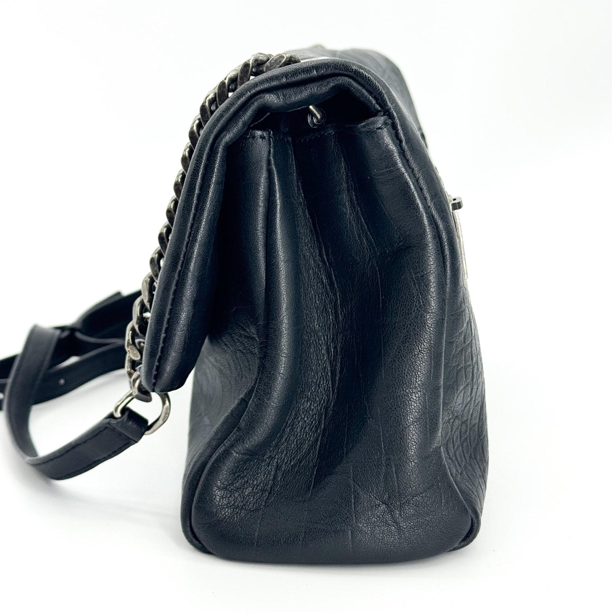 Saint Laurent West Hollywood Crocodile Embossed Leather Black Leather Shoulder Bag Bag (Pre-Owned)