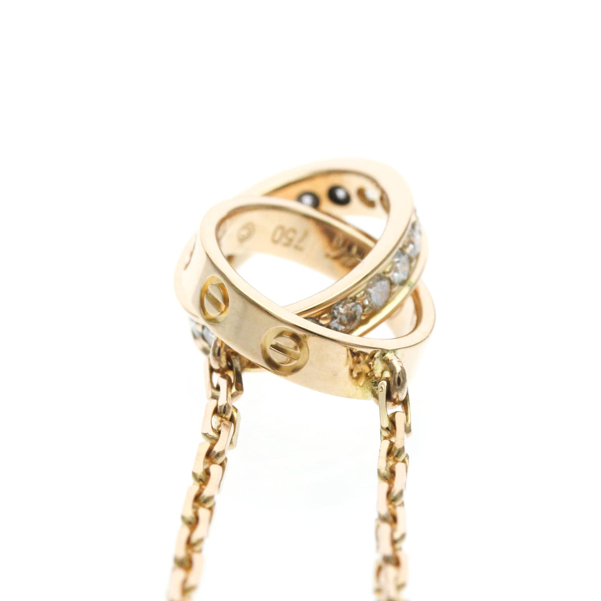 Cartier Love Interlocking 18K Rose Gold With Diamonds Gold Pink_Gold Necklace Jewelry (Pre-Owned)