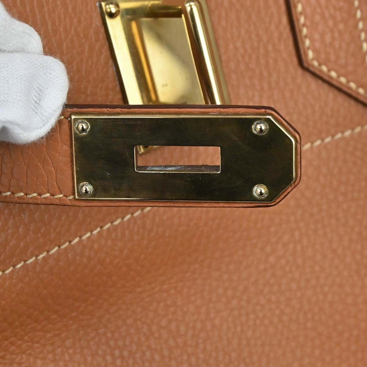 Hermes Hac Birkin Black Fjord With Palladium Hardware Brown Leather Handbag (Pre-Owned)