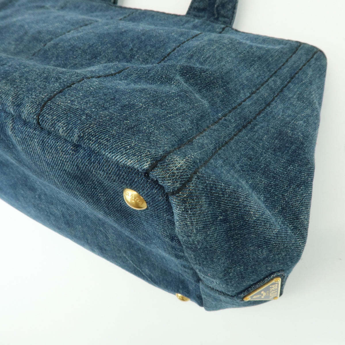 Prada Canapa Denim Blue Denim_Jeans Tote Bag Bag (Pre-Owned)